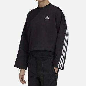 Adidas Black 3 Stripe Crewneck Top